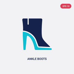 two color ankle boots vector icon from clothes concept. isolated blue ankle boots vector sign symbol can be use for web, mobile and logo. eps 10
