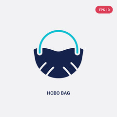 two color hobo bag vector icon from clothes concept. isolated blue hobo bag vector sign symbol can be use for web, mobile and logo. eps 10