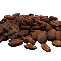 Pile Of Coffee Beans Over White Background - 3D rendering
