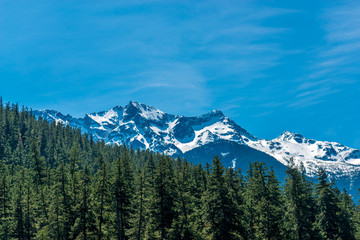 View of snow mountains in British Columbia, Canada.