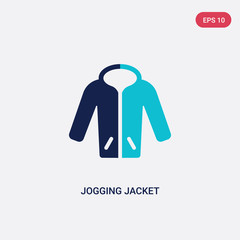 two color jogging jacket vector icon from clothes concept. isolated blue jogging jacket vector sign symbol can be use for web, mobile and logo. eps 10