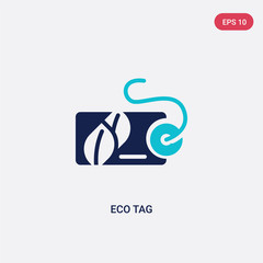 two color eco tag vector icon from commerce concept. isolated blue eco tag vector sign symbol can be use for web, mobile and logo. eps 10