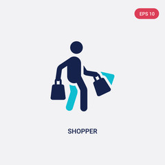 two color shopper vector icon from commerce concept. isolated blue shopper vector sign symbol can be use for web, mobile and logo. eps 10