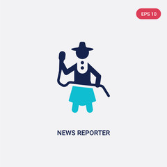 two color news reporter vector icon from communication concept. isolated blue news reporter vector sign symbol can be use for web, mobile and logo. eps 10
