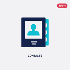 two color contacts vector icon from communication concept. isolated blue contacts vector sign symbol can be use for web, mobile and logo. eps 10