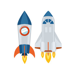 Fototapeta premium rockets taking off in white background