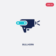 two color bullhorn vector icon from communication concept. isolated blue bullhorn vector sign symbol can be use for web, mobile and logo. eps 10