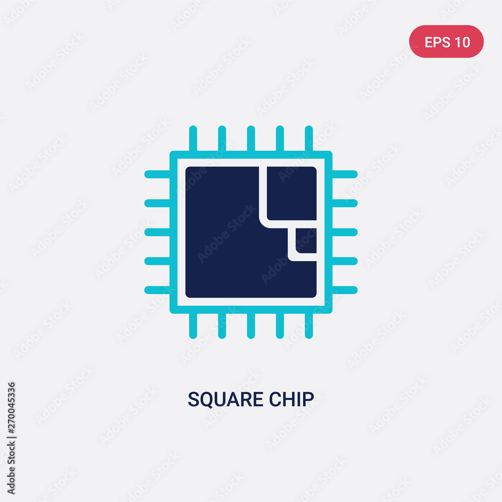 Poster two color square chip vector icon from computer concept. isolated blue square chip vector sign symbo