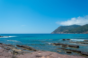 Fototapeta na wymiar Landscape of the coast near Porto Ferro beach