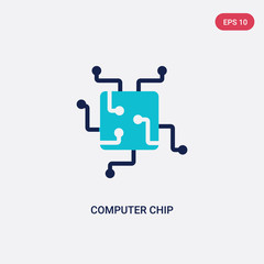 two color computer chip vector icon from computer concept. isolated blue computer chip vector sign symbol can be use for web, mobile and logo. eps 10
