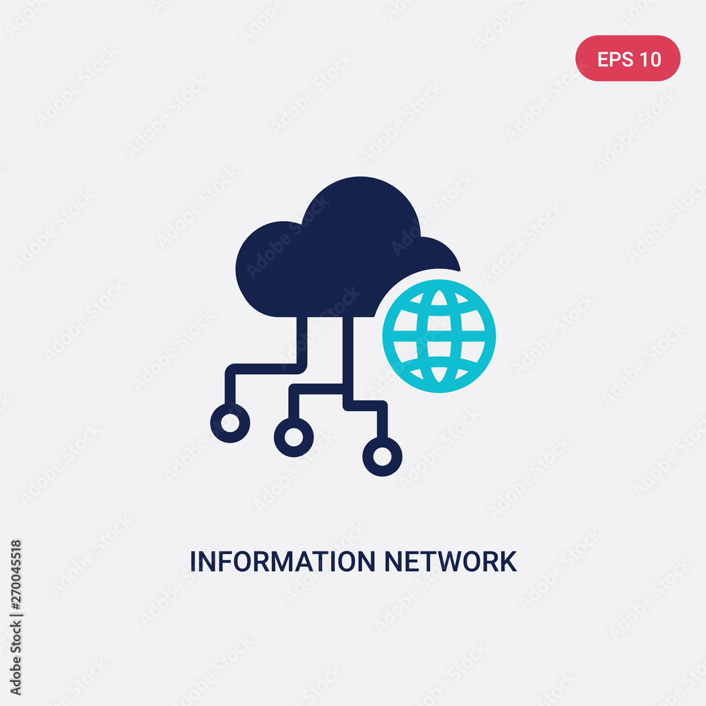 Poster two color information network vector icon from computer concept. isolated blue information network v