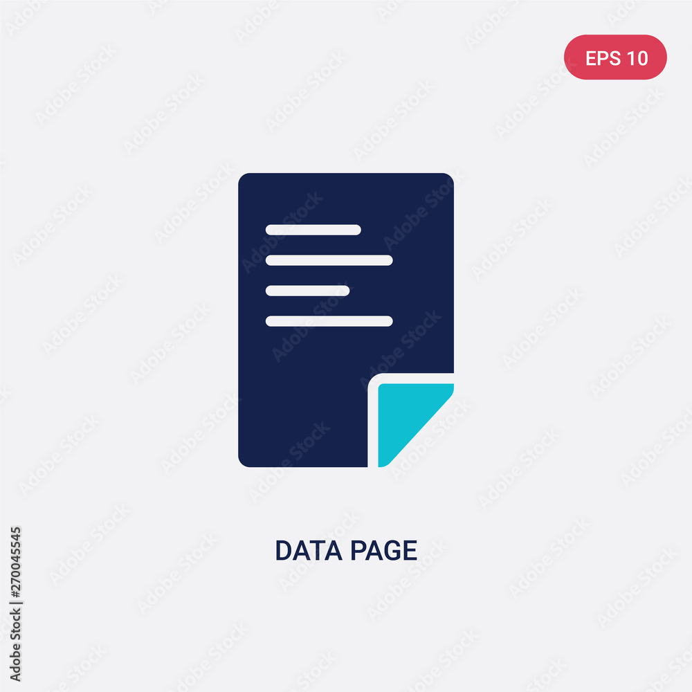 Poster two color data page vector icon from computer concept. isolated blue data page vector sign symbol ca