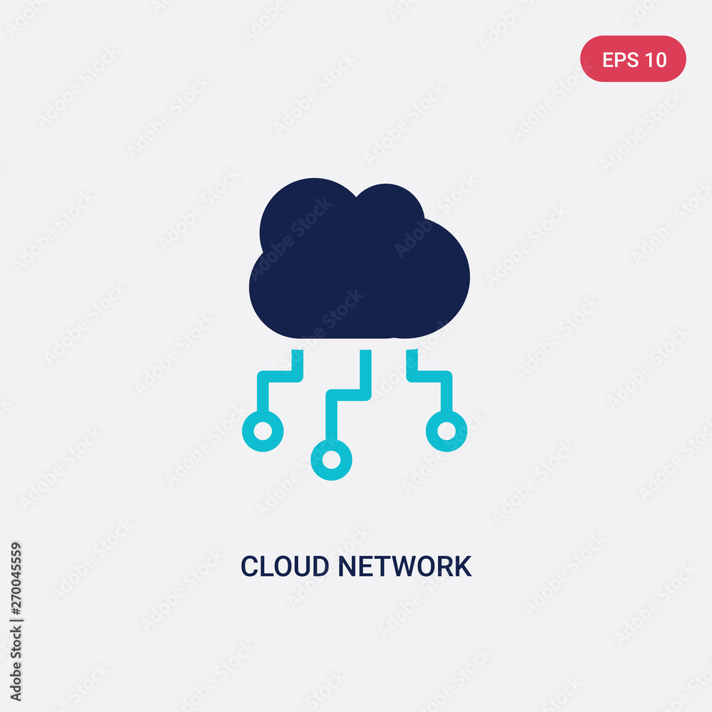 Poster two color cloud network vector icon from computer concept. isolated blue cloud network vector sign s