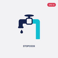 two color stopcock vector icon from construction concept. isolated blue stopcock vector sign symbol can be use for web, mobile and logo. eps 10