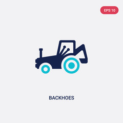 two color backhoes vector icon from construction concept. isolated blue backhoes vector sign symbol can be use for web, mobile and logo. eps 10