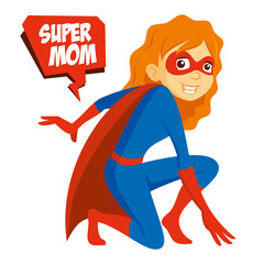 Superhero Woman Supermom Cartoon character Vector illustration