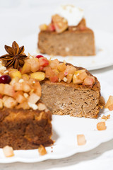 flavored apple pie with spices, vertical closeup