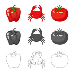 Vector design of taste and product logo. Collection of taste and cooking vector icon for stock.