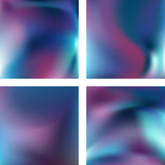 Set with abstract blurred backgrounds. Vector illustration. Modern geometrical backdrop. Abstract template. Blue, pink, purple colors.