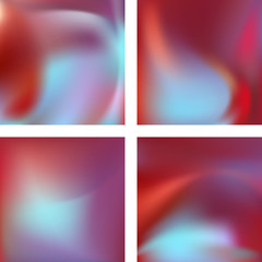 Set with abstract blurred backgrounds. Vector illustration. Modern geometrical backdrop. Abstract template. Blue, brown, purple colors.