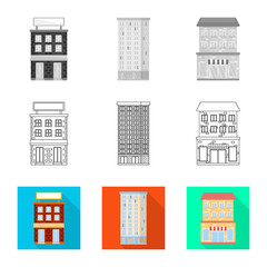 Isolated object of municipal and center symbol. Set of municipal and estate   stock vector illustration.