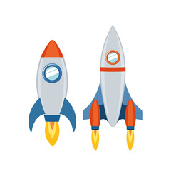 rockets taking off in white background