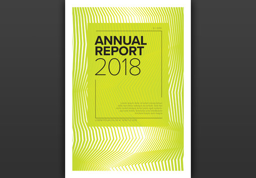 Green Annual Report Cover Layout with Zig Zags