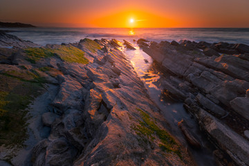 Sunset at Bidart's beach next to Biarritz, Basque Country.