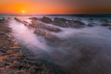 Sunset at Bidart's beach next to Biarritz, Basque Country.
