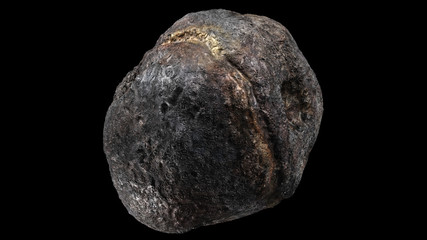 Asteroid 3d rendering over black background
