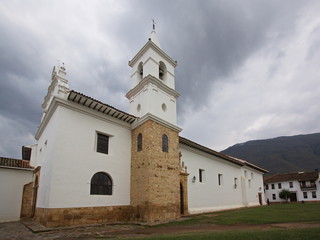 Fototapeta na wymiar Catholic church Iglesia del Carmen in Villa de Leyva in Colombia