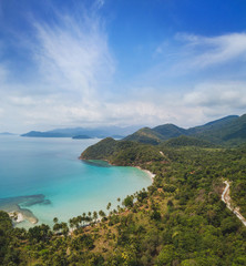 Naklejka na ściany i meble beach in Thailand Koh Chang island, aerial landscape, view from drone
