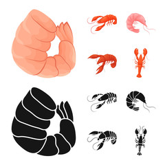 Isolated object of appetizer and ocean logo. Collection of appetizer and delicacy stock vector illustration.