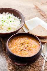 Kapustnyak - traditional Ukrainian winter soup with sauerkraut and millet