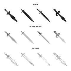 Vector design of game  and armor  symbol. Collection of game  and blade  vector icon for stock.