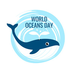 World oceans day concept in paper cut style
