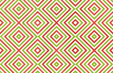 Geometrical pattern in red and green colors.