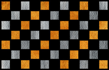 Golden and silver painted square pattern.