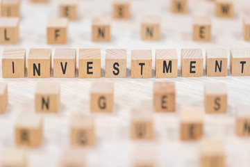 investment wooden cubes background