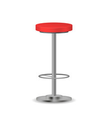 Realistic Detailed 3d Red Modern Bar Stool. Vector