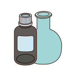 laboratory instruments with medicines in white background