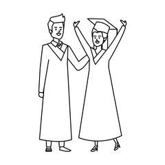 young couple students graduated celebrating