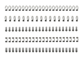 Realistic Detailed 3d Iron Wired Spirals Set. Vector