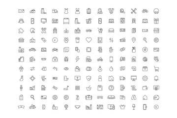 vector online market icon set bundle, shop icon set
