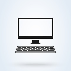 Desktop computer flat style. illustration icon isolated on white background.