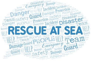 Rescue At Sea Word Cloud. Wordcloud Made With Text.