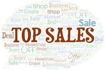Fototapeta premium Top Sales Word Cloud. Wordcloud Made With Text.