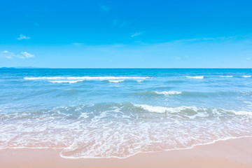 Beautiful beach summer time with blue sky and sea water.