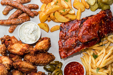 Young business lady works with virtual graphic interface in futuristic office