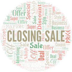 Fototapeta premium Closing Sale Word Cloud. Wordcloud Made With Text.